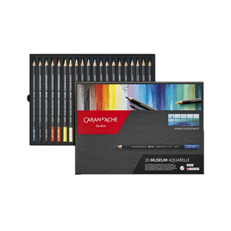 Assortiment 20 crayons MUSEUM AQUARELLE "marine" - CARAN D'ACHE