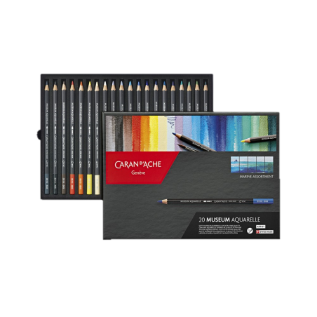 Assortiment 20 crayons MUSEUM AQUARELLE "marine" - CARAN D'ACHE