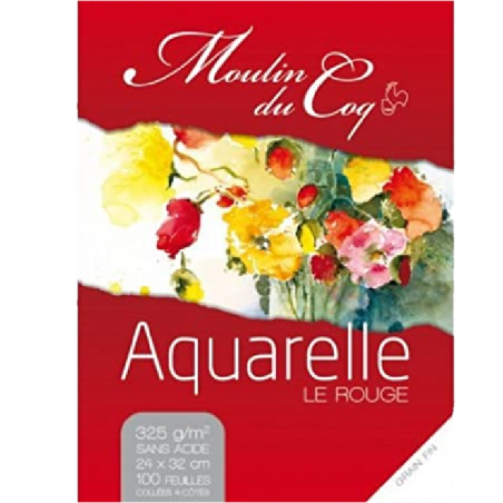 Bloc 24x32 Aquarelle Le Rouge - Moulin du Coq