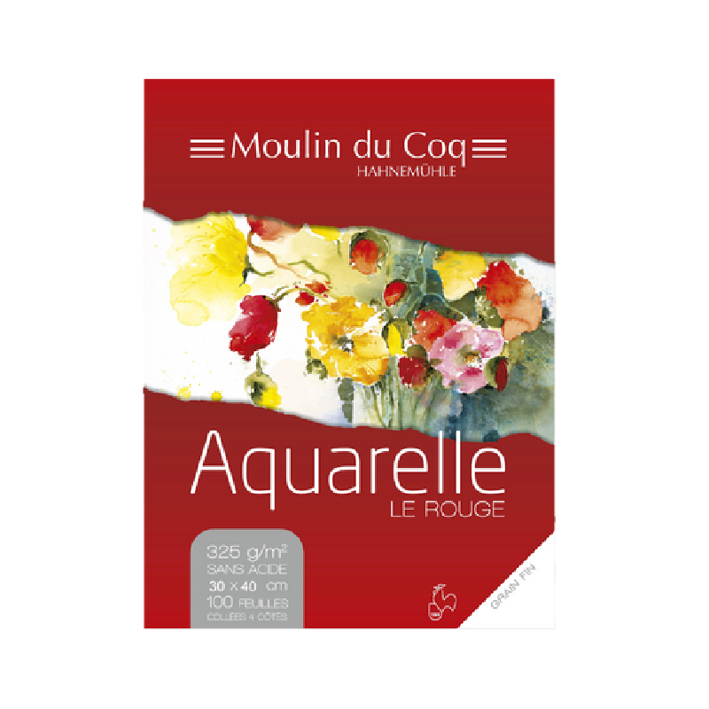 Bloc 30x40 Aquarelle Le Rouge - Moulin du Coq